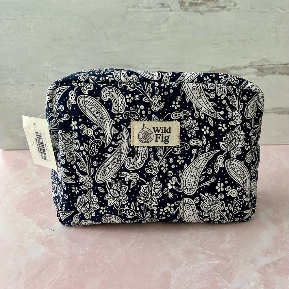 Wild Fig Navy and White Paisley Cosmetic Bag